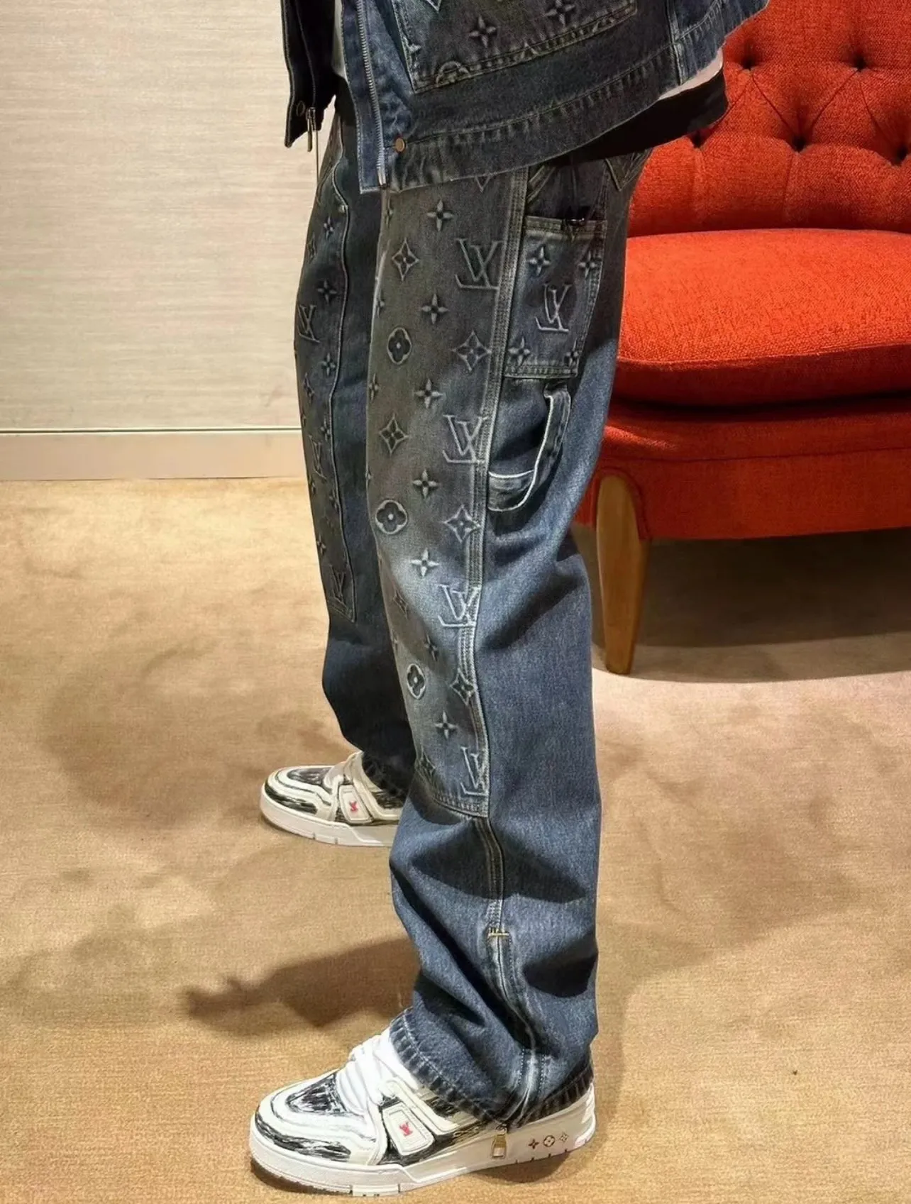 Louis Vuitton/Louis Vuitton presbyopic embossed jeans